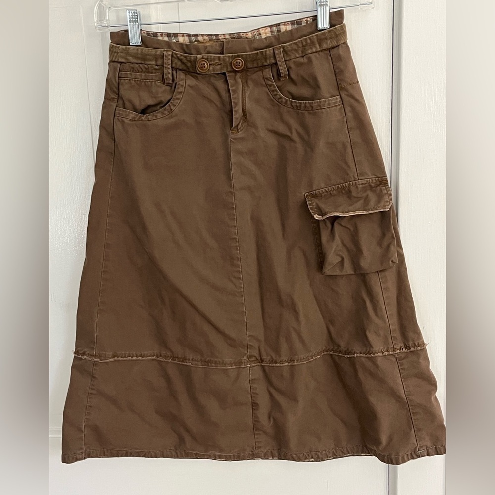 G1 Outdoor Goods Brown Khaki Utility Safari Skirt Size 0 Gorpcore Camping Cargo
